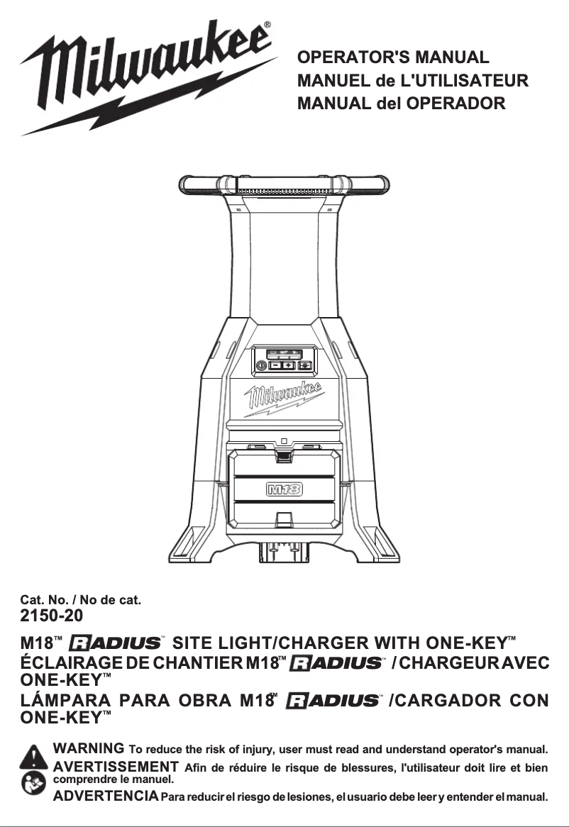 Page 1 de la notice Manuel utilisateur Milwaukee M18 Radius ONE-KEY 2150-20