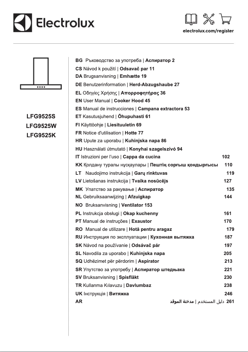 Page 1 de la notice Manuel utilisateur Electrolux LFG9525S