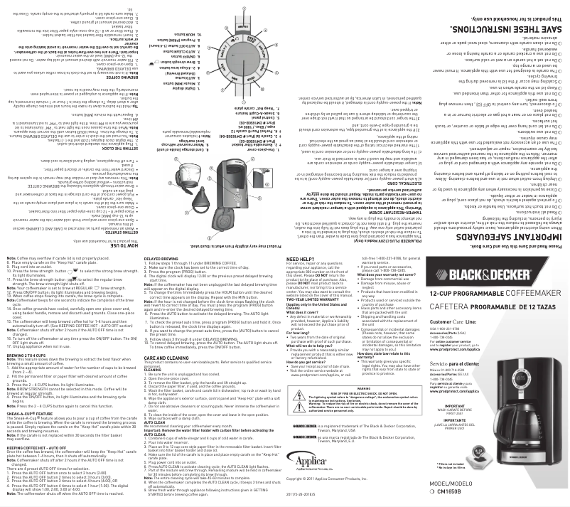 Image de la première page du manuel de l'appareil CM1650B