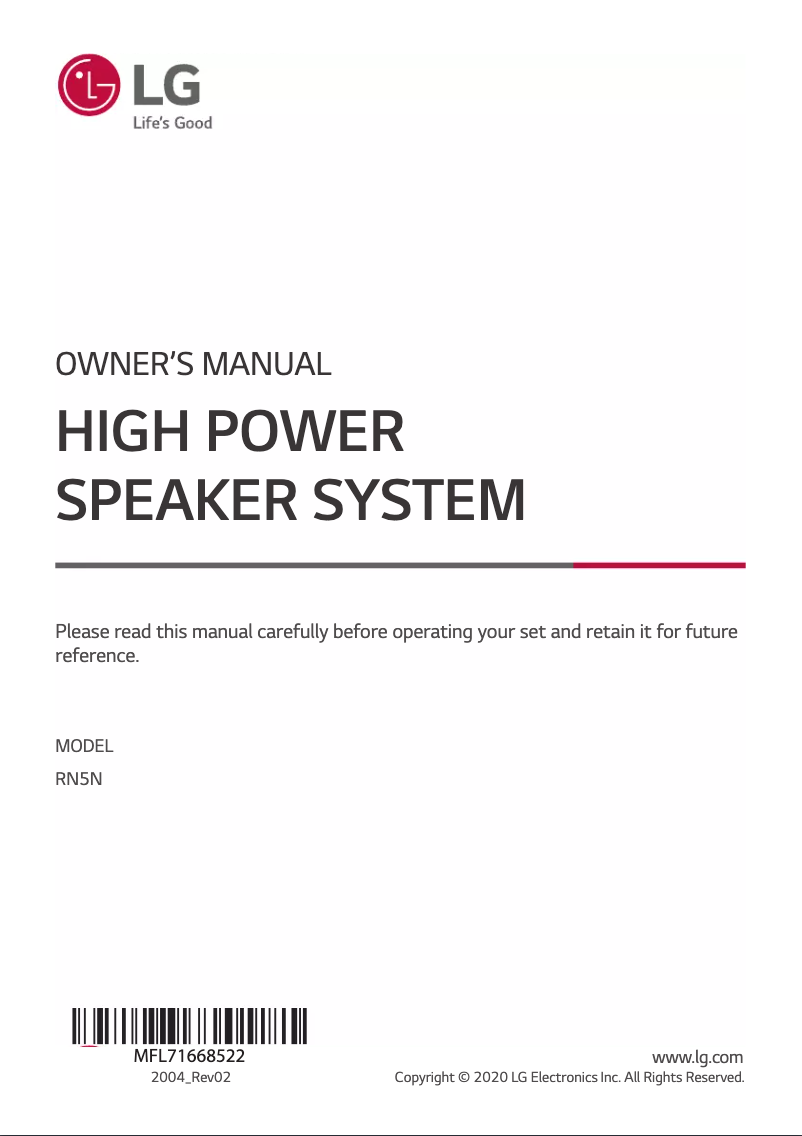 Página 1 del manual Manual de usuario LG RN5N