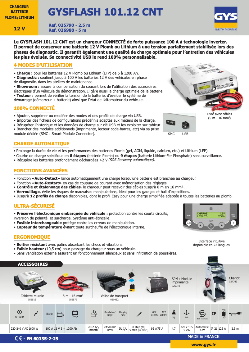Page n°1 - Fiche technique GYS Gysflash 101.12 CNT