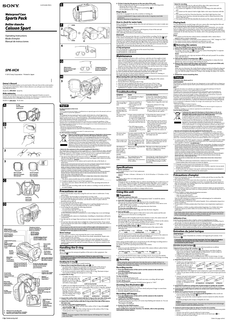 Page n°1 - Manuel utilisateur Sony SPK-HCH