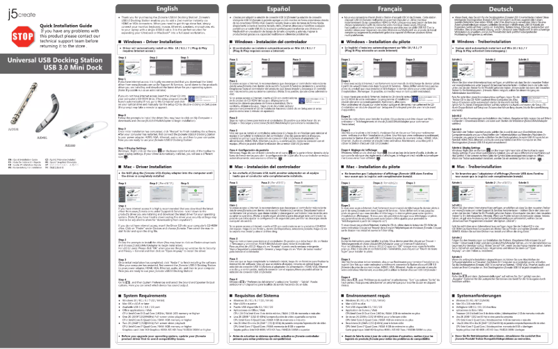 Page 1 de la notice Manuel utilisateur j5 create JUD380