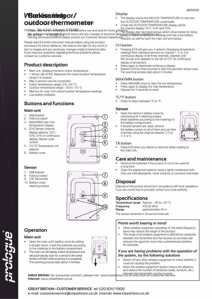Image de la première page du manuel de l'appareil YT6981