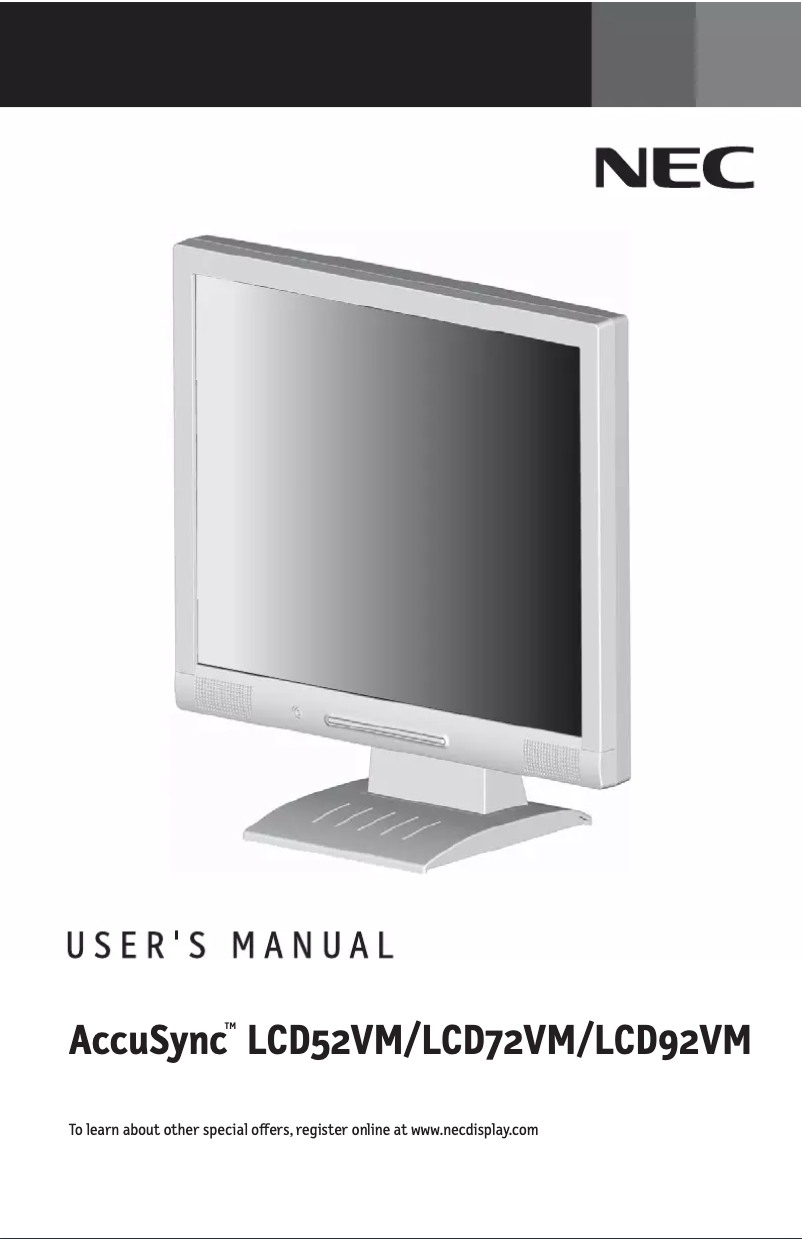 Page 1 de la notice Manuel utilisateur NEC AccuSync LCD52V