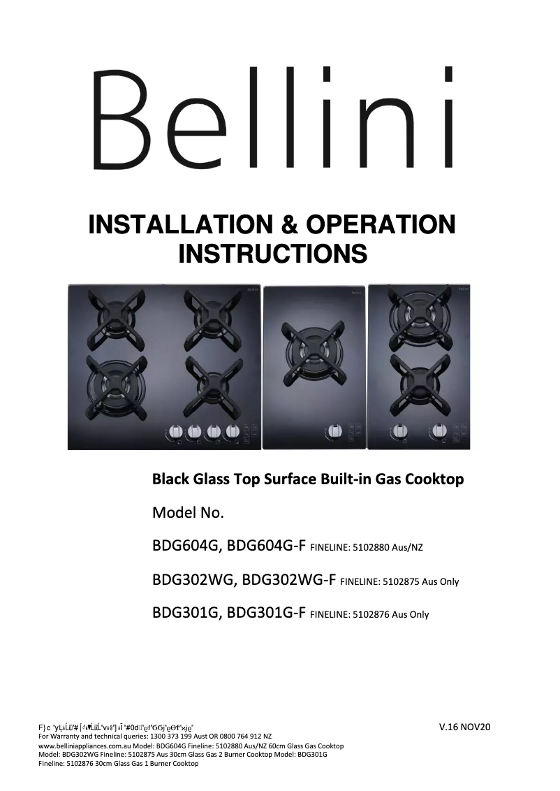 Page n°1 - Manuel utilisateur Bellini BDG604G-F