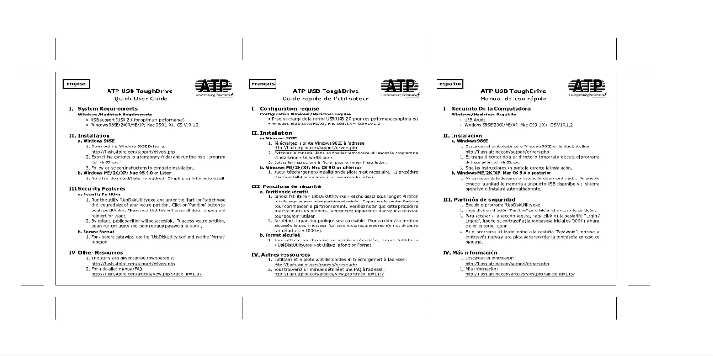 Page n°1 - Manuel utilisateur ATP USB ToughDrive