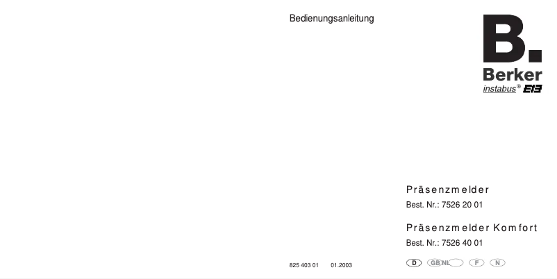 Page n°1 - Manuel utilisateur Berker 75264001