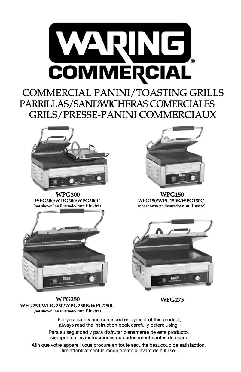 Page n°1 - Manuel utilisateur Waring Commercial WPG150C