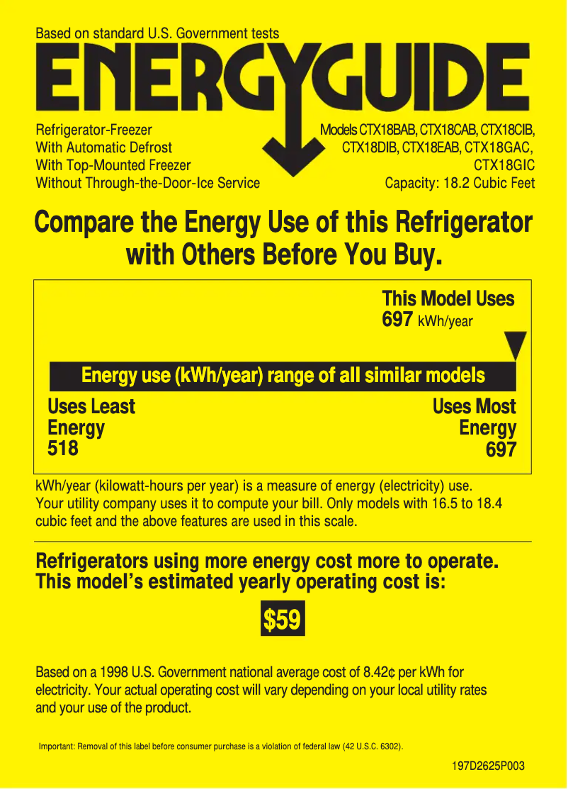 Page n°1 - Label énergétique Hotpoint CTX18DIBAA