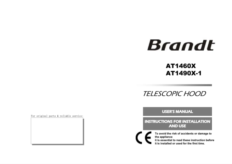 Page n°1 - Manuel utilisateur Brandt AT1460X