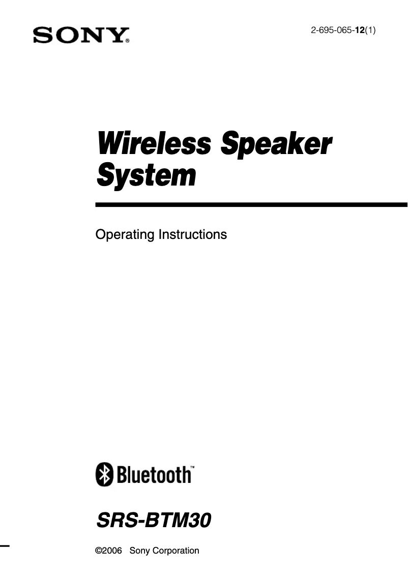 Page 1 de la notice Manuel utilisateur Sony SRS-BTM30