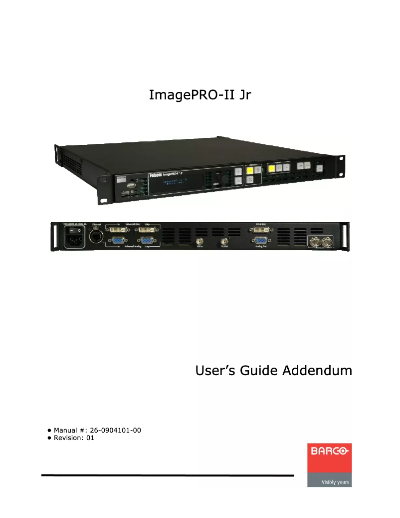 Page n°1 - Manuel utilisateur Barco R9004695