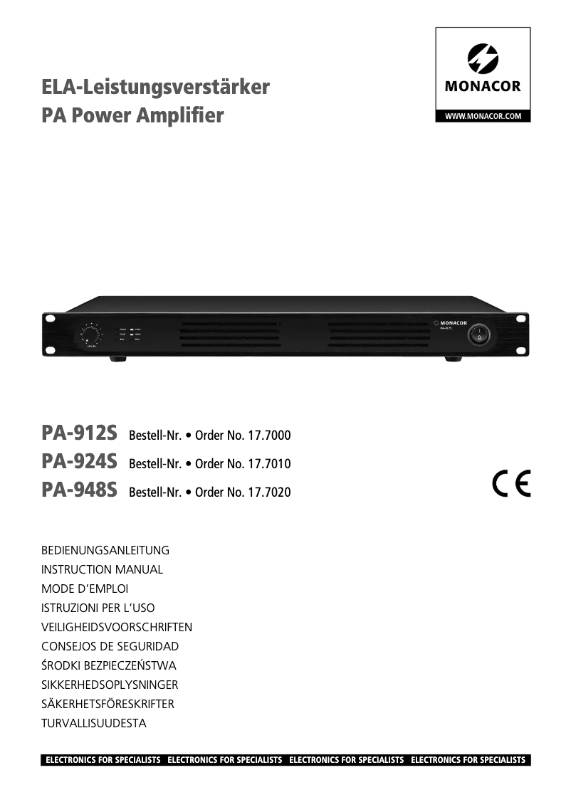 Image de la première page du manuel de l'appareil PA-924S