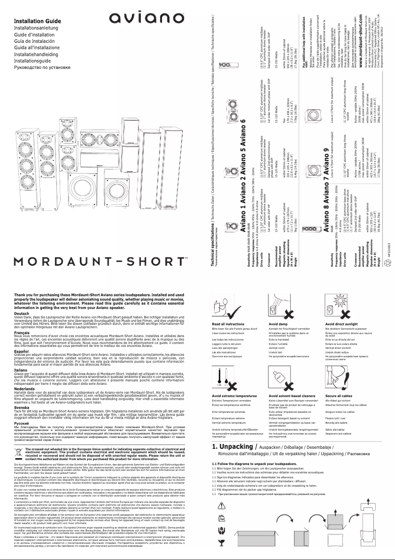 Page n°1 - Manuel utilisateur Mordaunt-Short Mordaunt Short Aviano 5