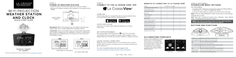 Page n°1 - Guide de démarrage rapide La Crosse Technology C82929