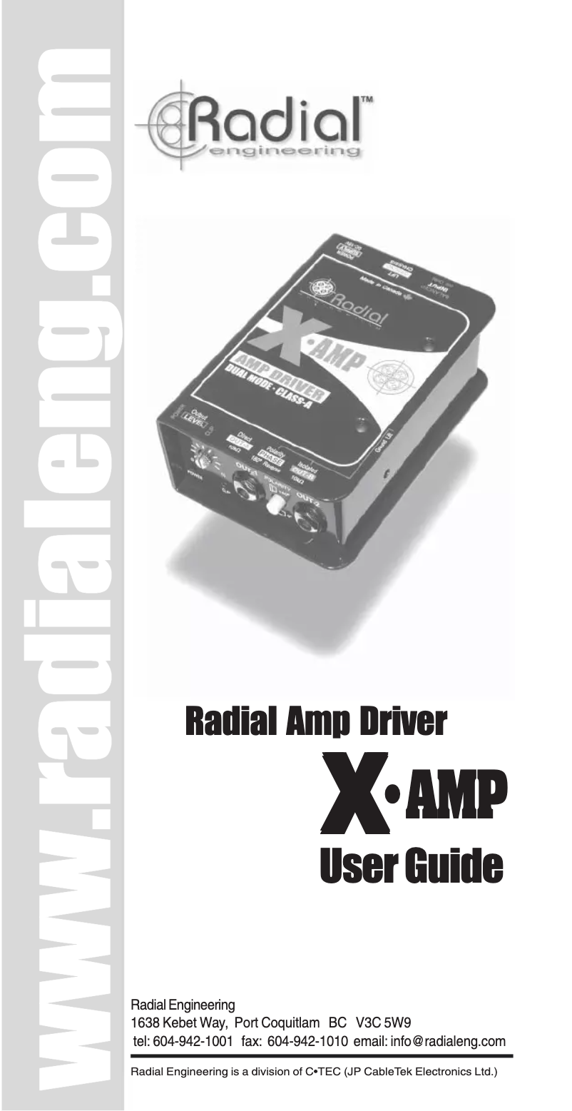 Page 1 de la notice Manuel utilisateur Radial Engineering X-AMP
