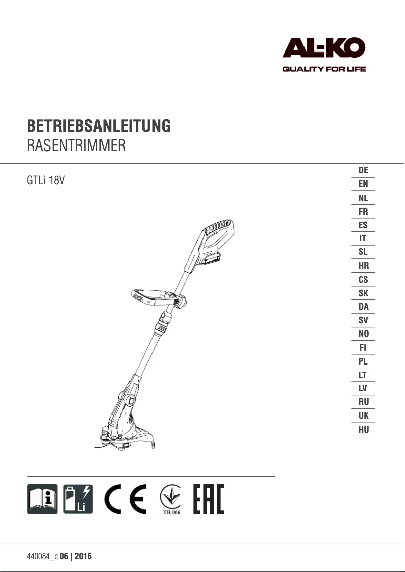 Image de la première page du manuel de l'appareil GTLi 18V