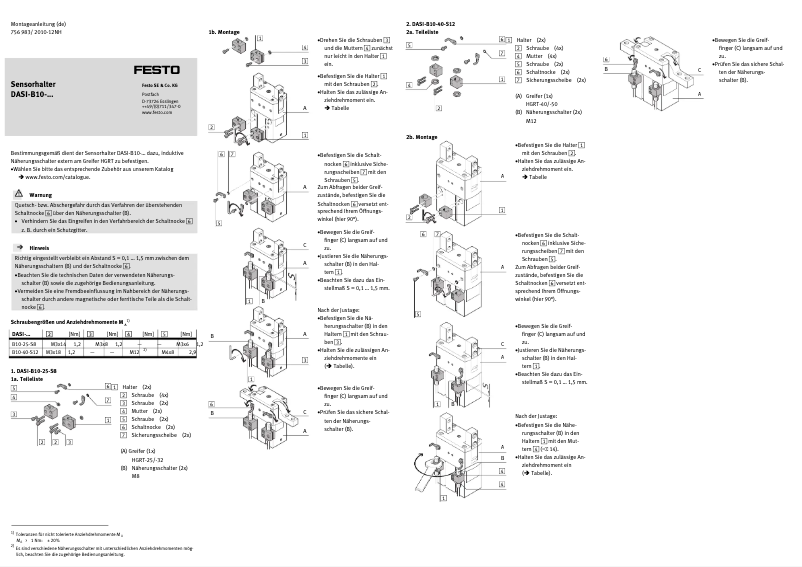 Image de la première page du manuel de l'appareil DASI-B10-40-S12