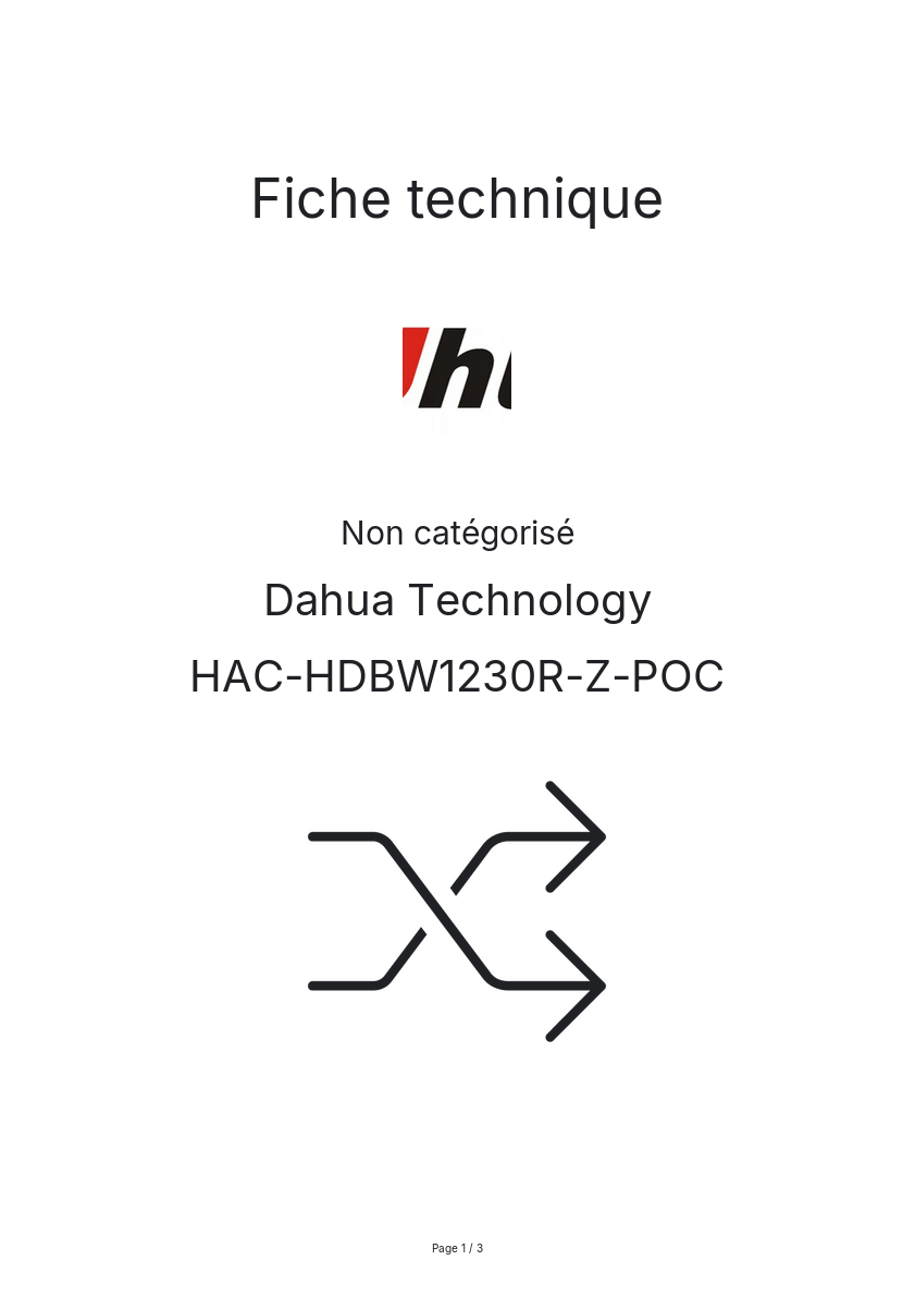 Page n°1 - Fiche technique Dahua Technology HAC-HDBW1230R-Z-POC