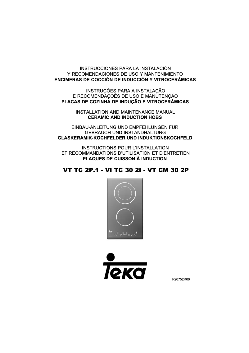 Page n°1 - Manuel utilisateur Teka VT TC 2P.1