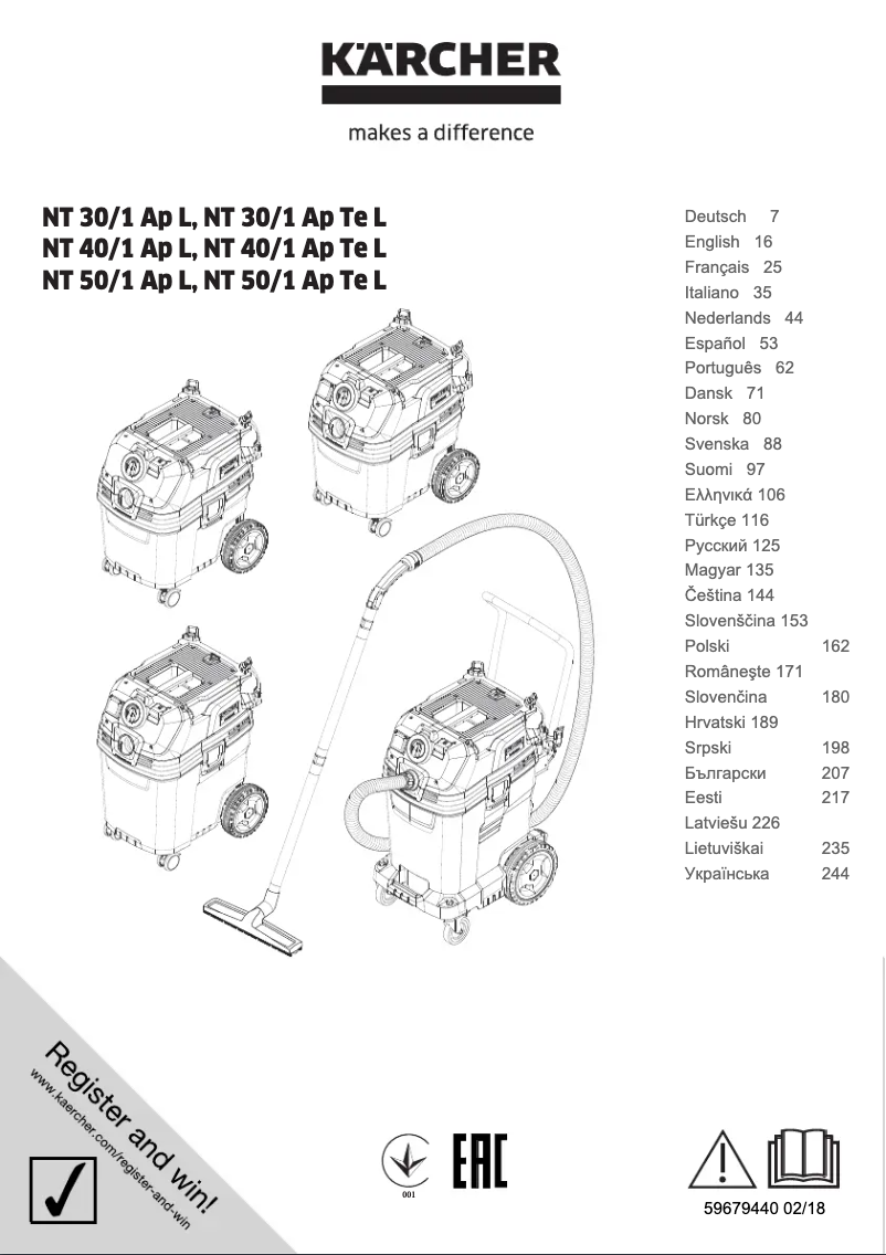 Page n°1 - Manuel utilisateur Kärcher NT 40/1 Ap L