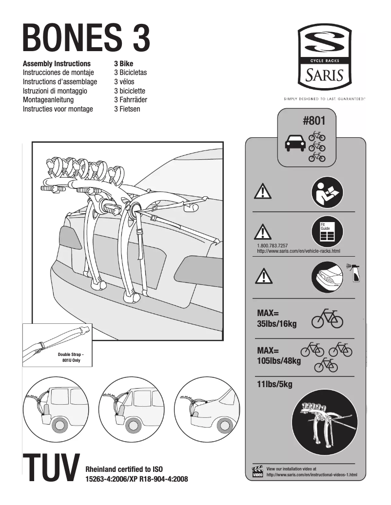 Page 1 of the manual User Manual Saris Bones 3 Bicycle Carrier
