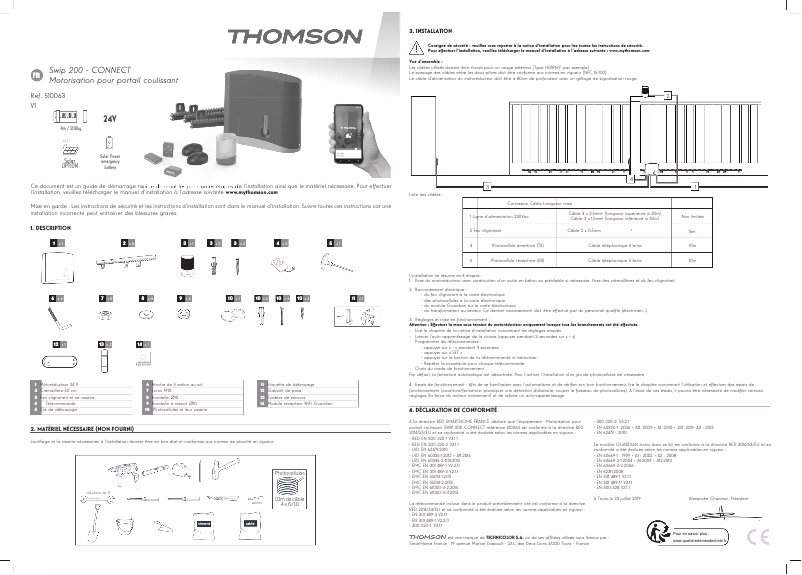 Page 1 de la notice Guide d'installation Thomson 510063