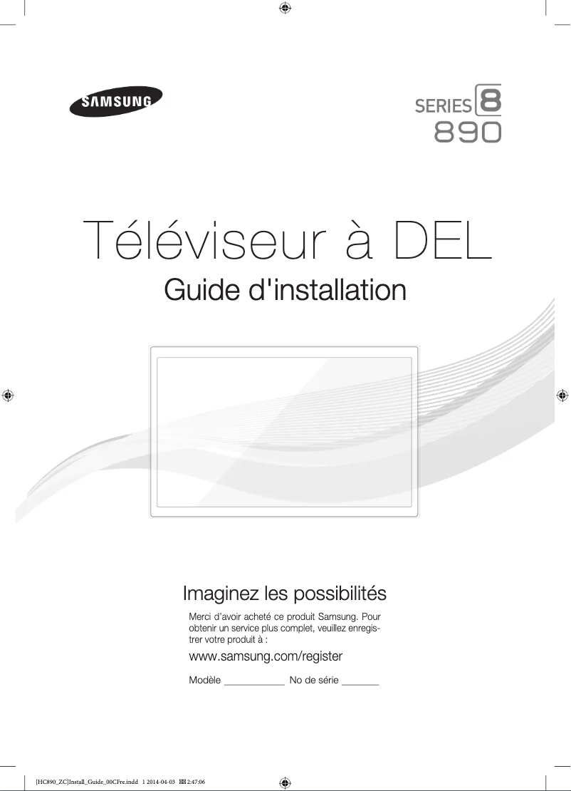 Page n°1 - Guide d'installation Samsung HG65NC890XF