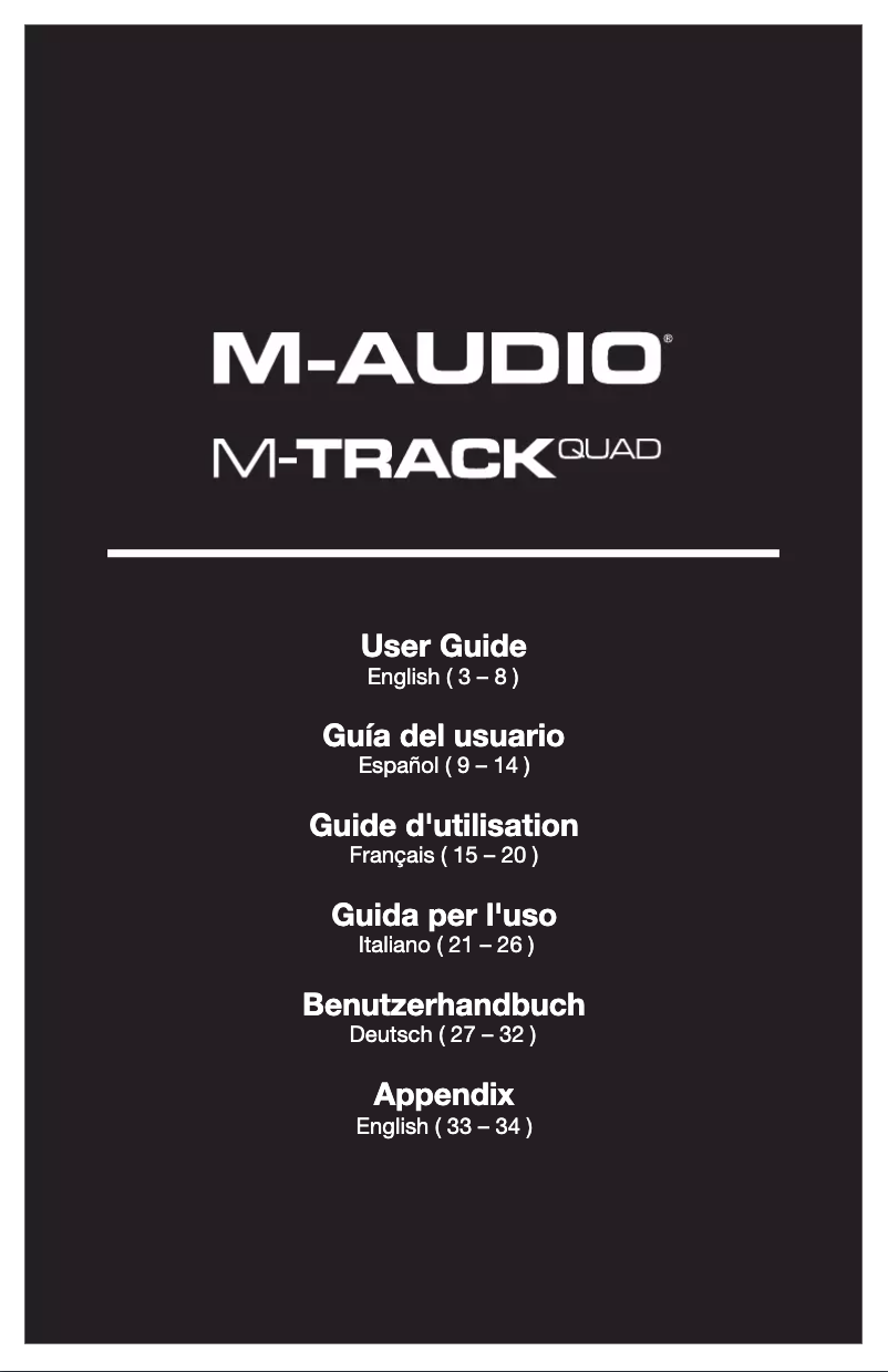 Page n°1 - Manuel utilisateur M-Audio M-Track Quad