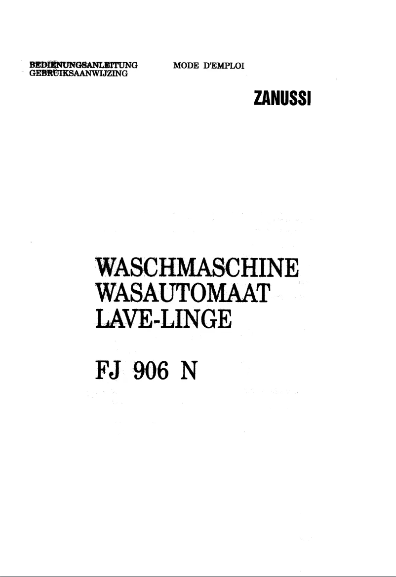 Page 1 de la notice Manuel utilisateur Zanussi FJ 906N