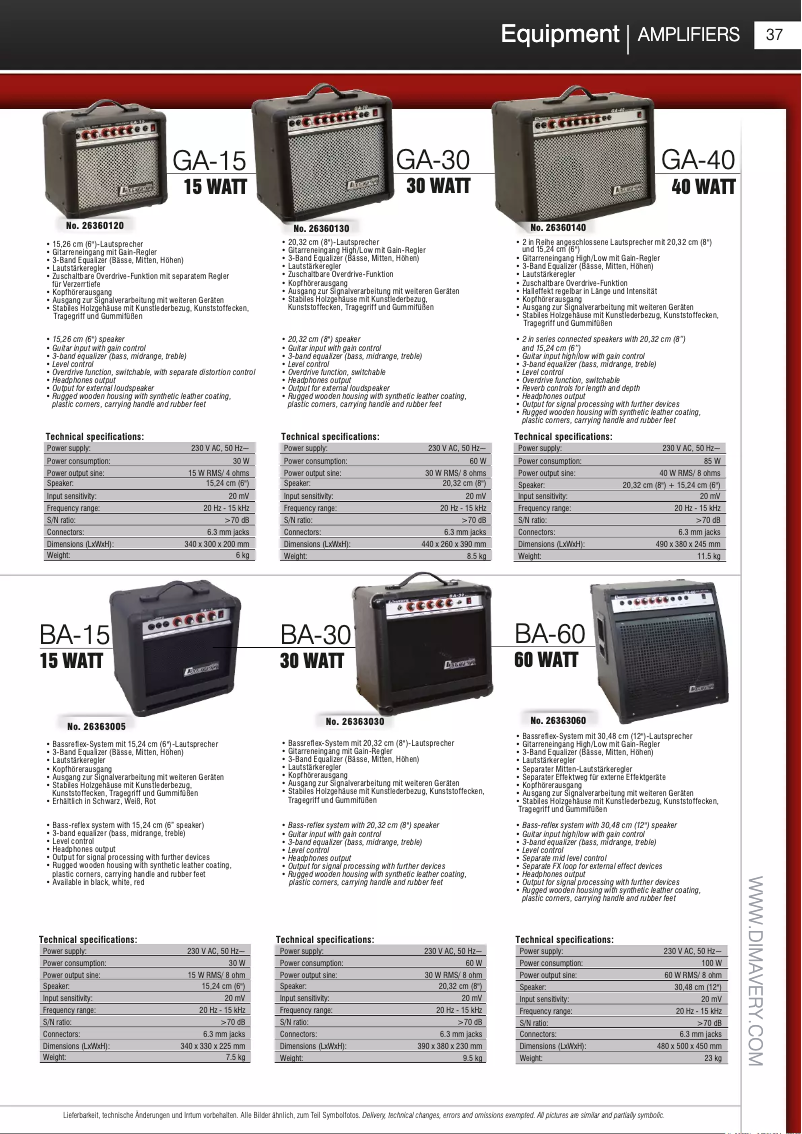 Page 1 de la notice Catalogue Dimavery GA-40