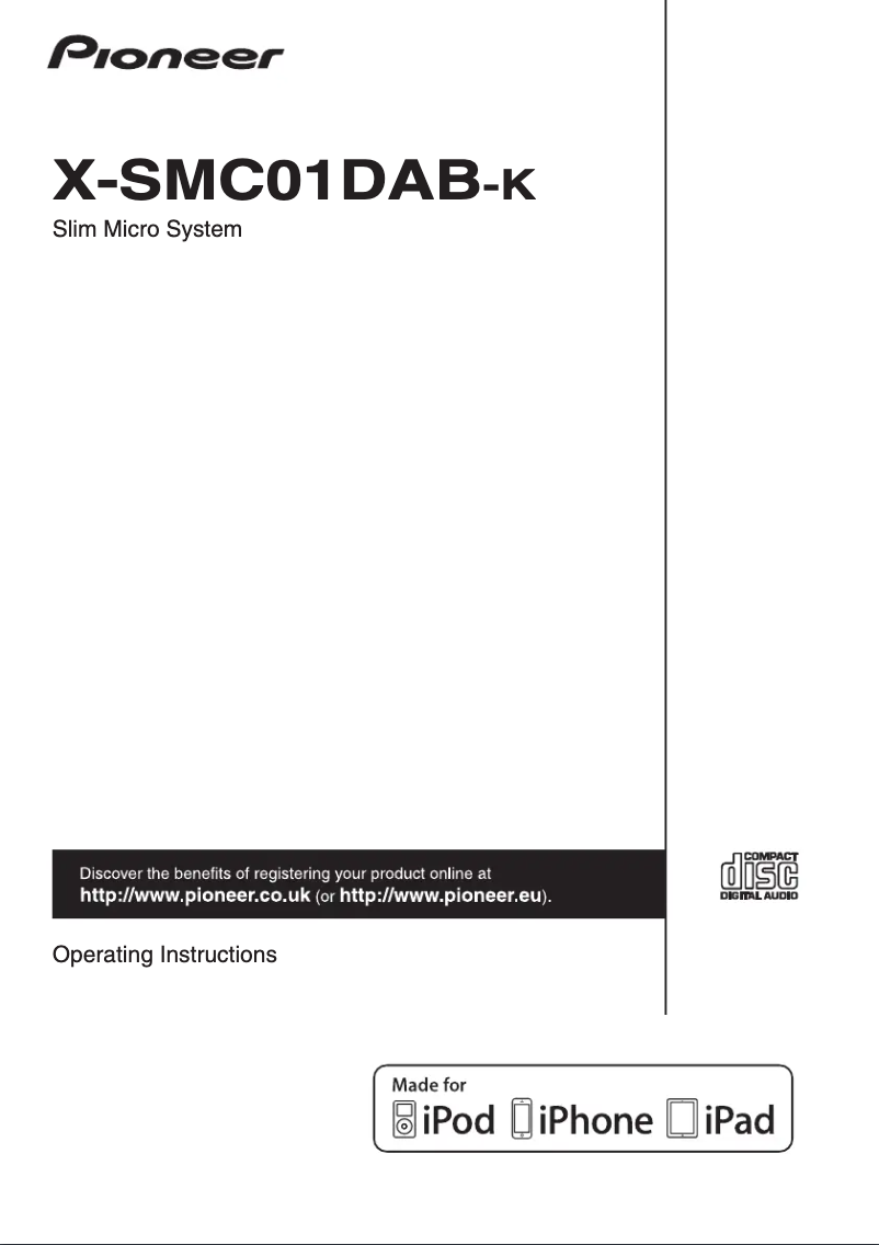 Page n°1 - Manuel utilisateur Pioneer X-SMC01DAB-K