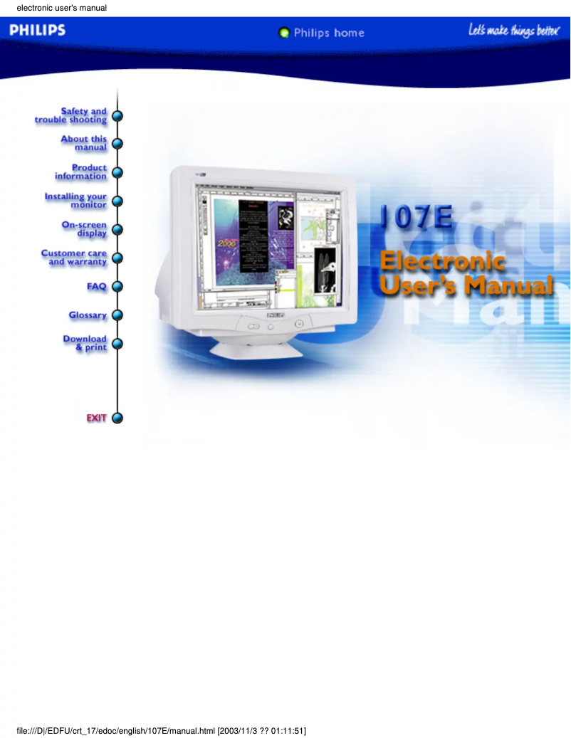 Page n°1 - Manuel utilisateur Philips 107E21