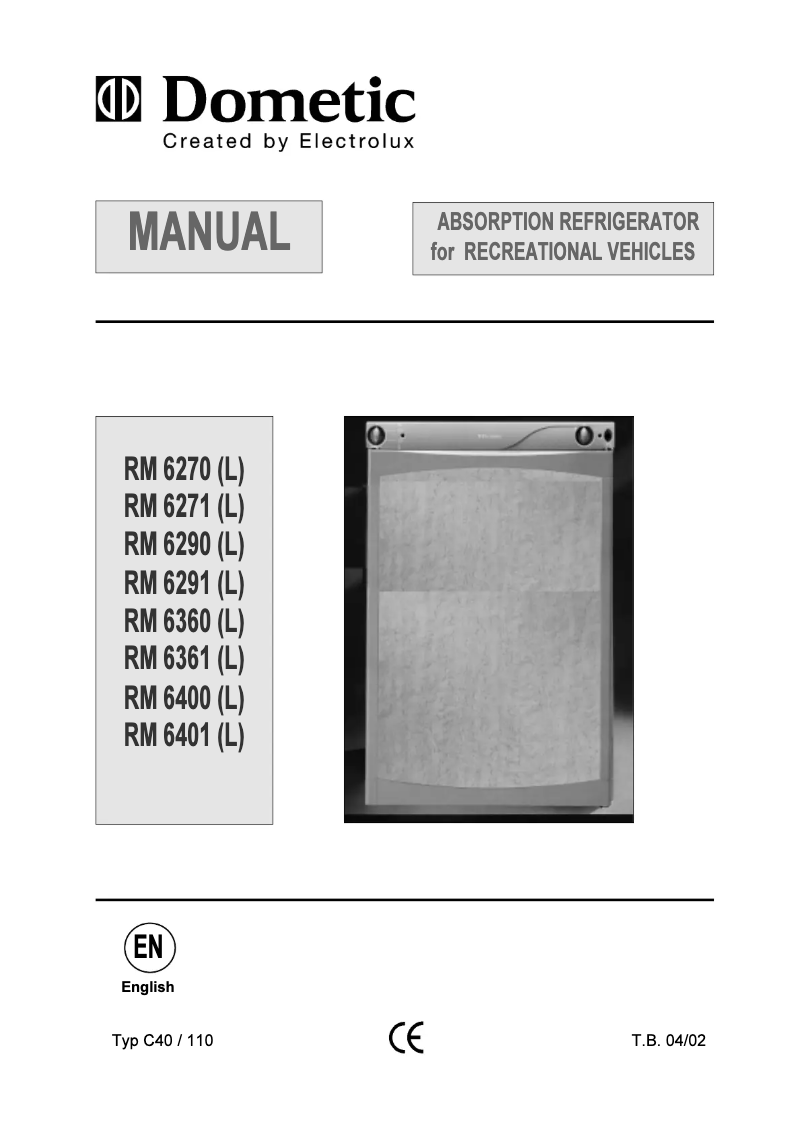 Page n°1 - Manuel utilisateur Dometic RM 6290