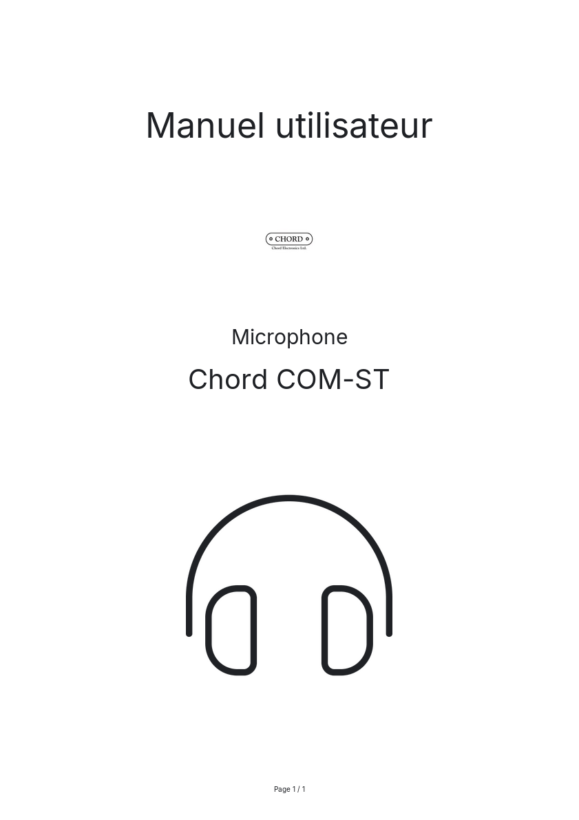 Page n°1 - Manuel utilisateur Chord COM-ST