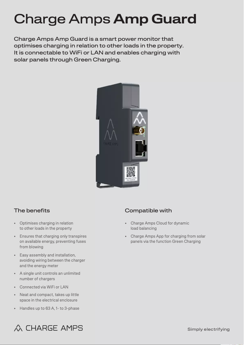 Page 1 de la notice Fiche technique Charge Amps Amp Guard