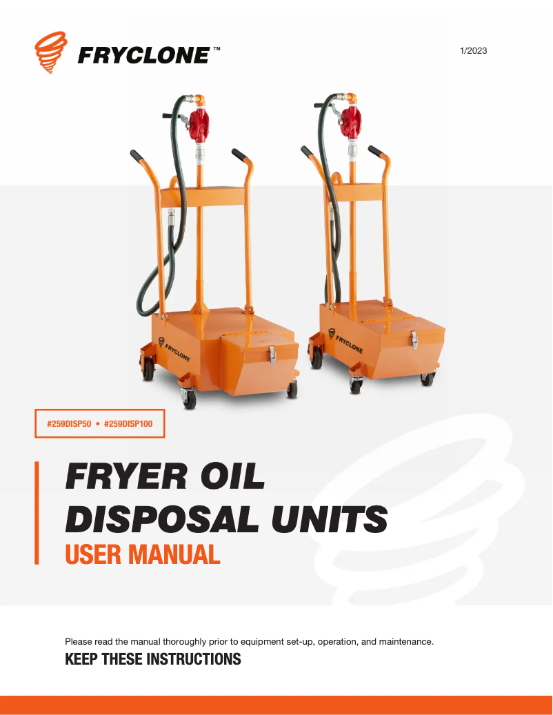 Page n°1 - Manuel utilisateur Fryclone 259DISP50