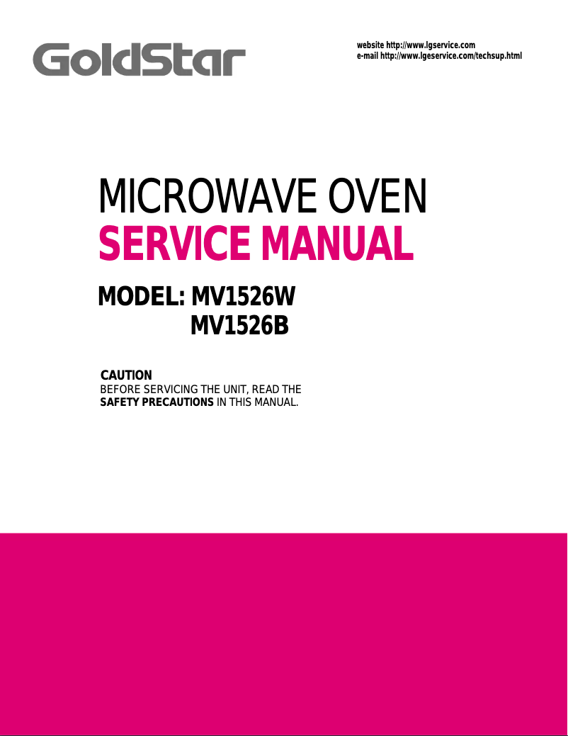 Page 1 de la notice Manuel utilisateur LG Goldstar MV1526W