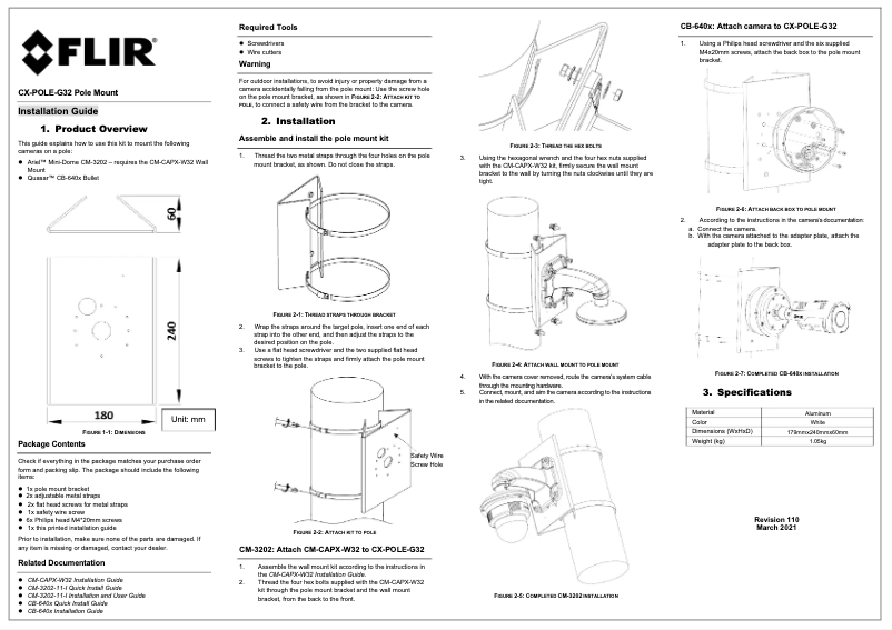 Page 1 de la notice Guide d'installation FLIR ARIEL CM-3202