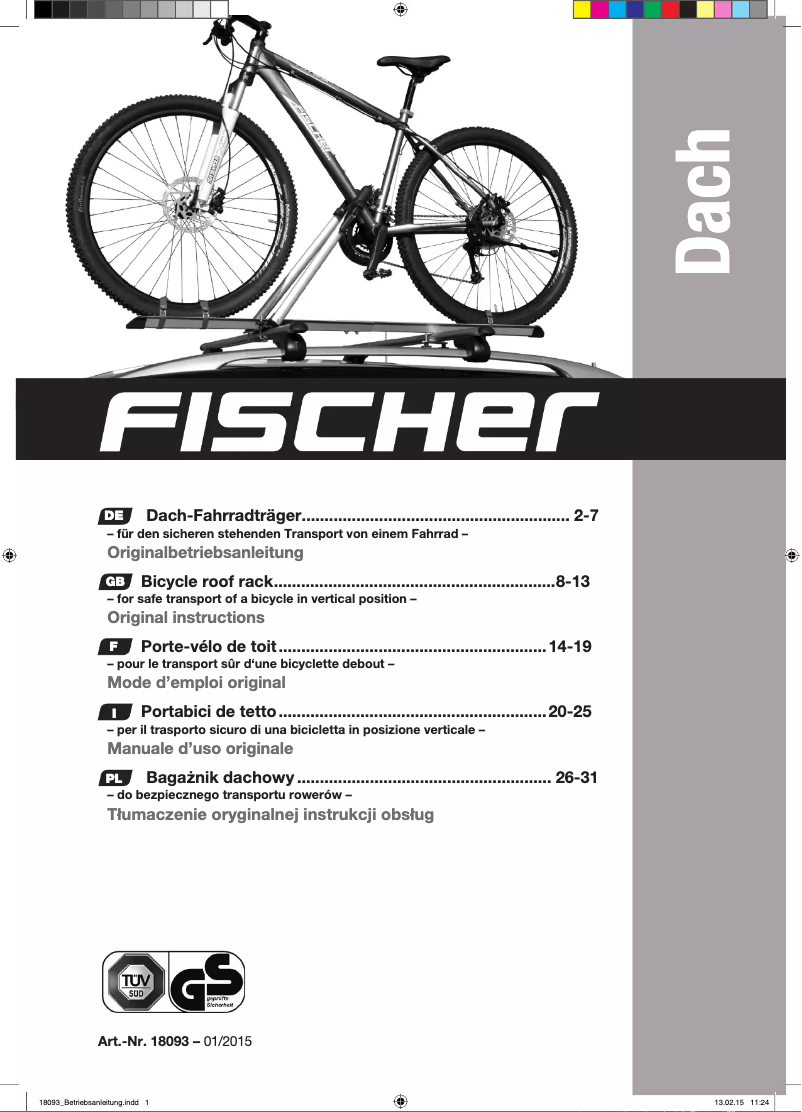 Page n°1 - Manuel utilisateur Fischer Dach