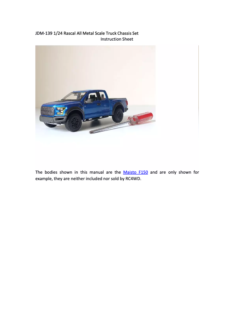 Page 1 de la notice Manuel utilisateur RC4WD VV-JD00033