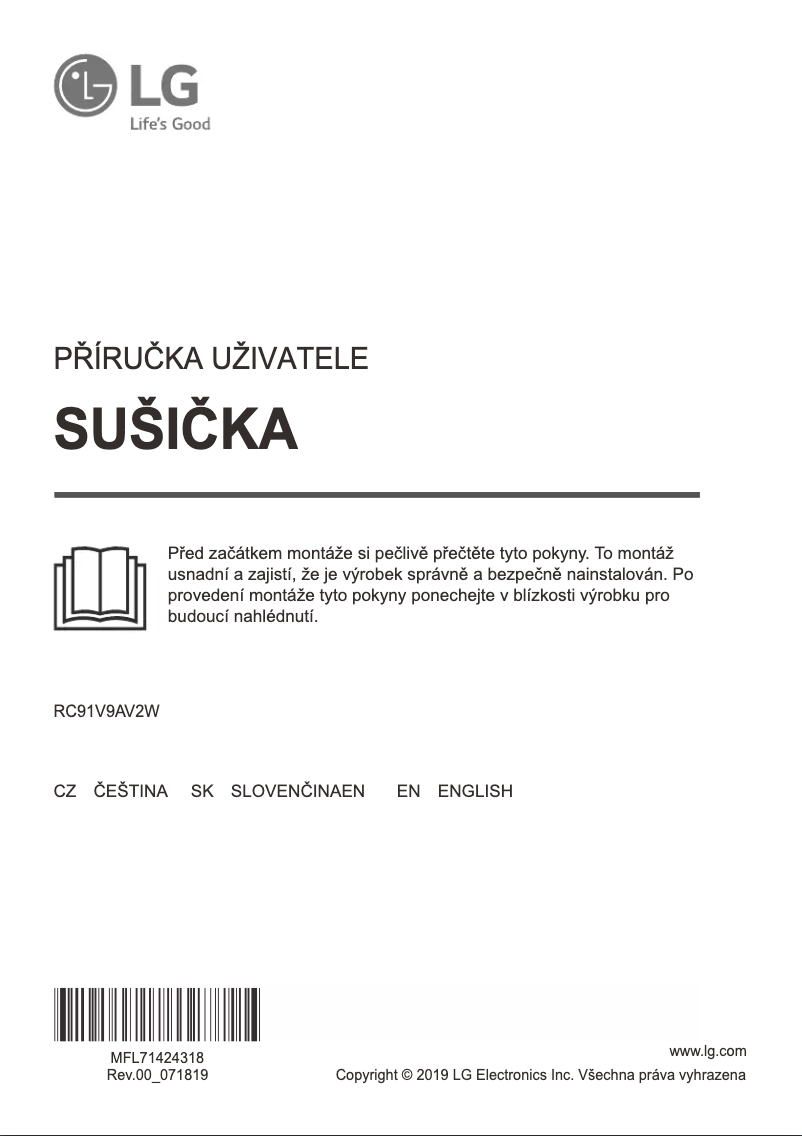 Page 1 de la notice Manuel utilisateur LG RC91V9AV2W