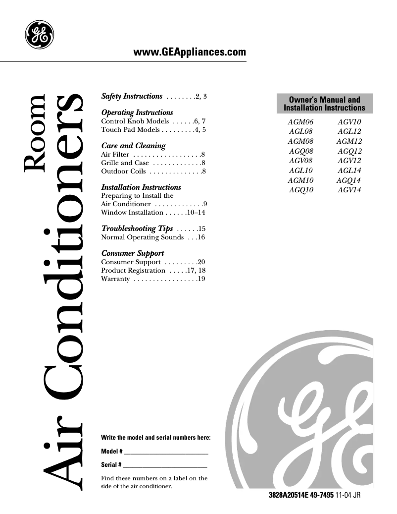 Page 1 de la notice Guide d'installation GE AGM06LC