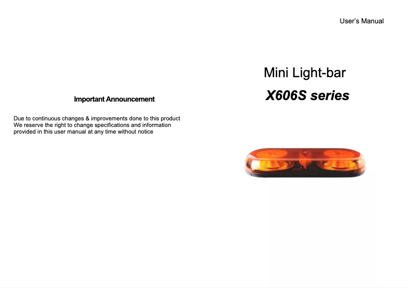Page n°1 - Manuel utilisateur Epcom X606-SA