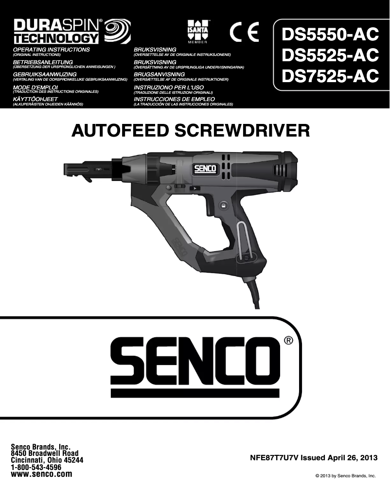 Page n°1 - Manuel utilisateur Senco 7T2001N