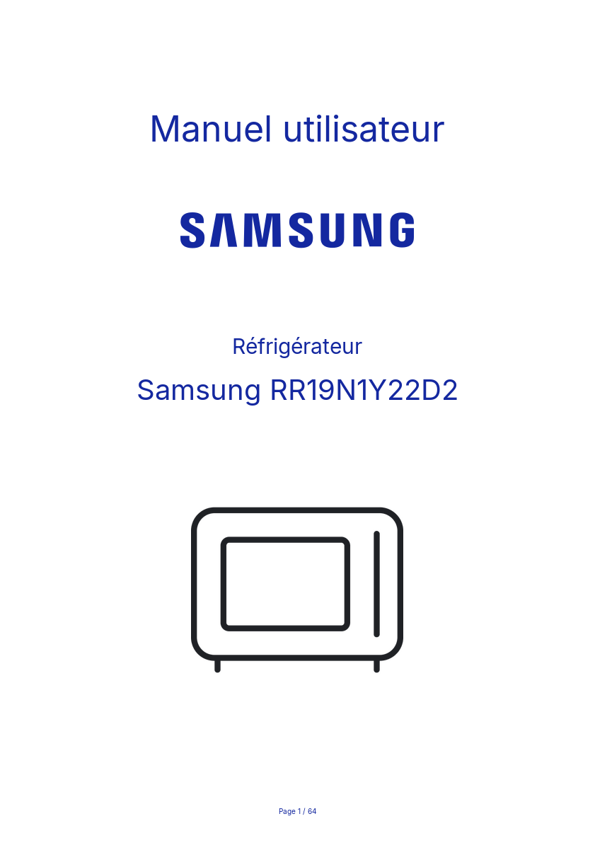 Page n°1 - Manuel utilisateur Samsung RR19N1Y22D2