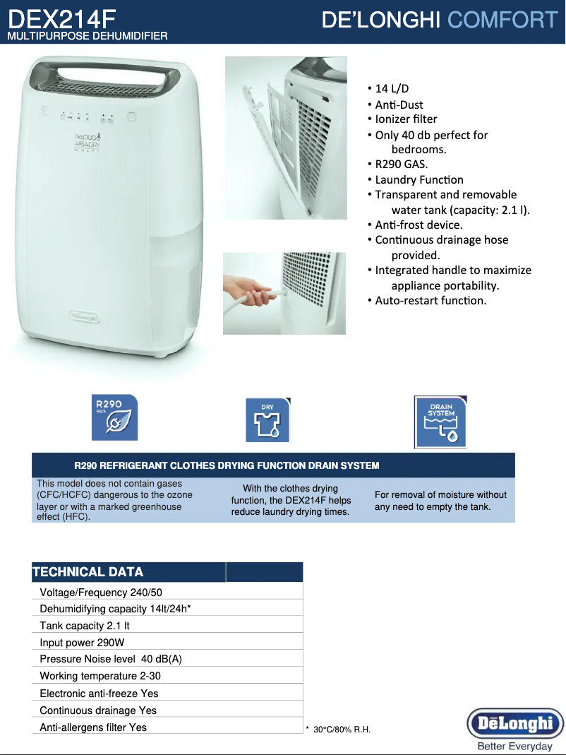 Image de la première page du manuel de l'appareil Tasciugo AriaDry DEX214F