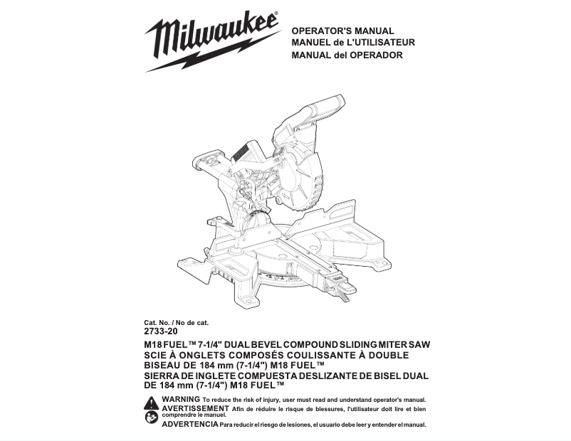 Page n°1 - Manuel utilisateur Milwaukee M18 Fuel 2733-21