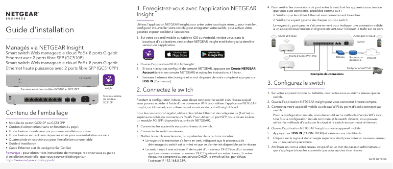 Page n°1 - Guide d'installation Netgear GC510P